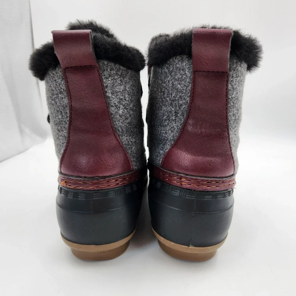Maurices Bootie Womens US 6 Black Gray Lined Round Toe Winter‎ Snow Boots